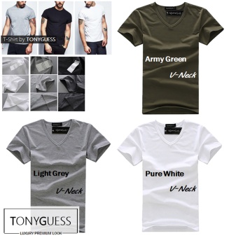 TONYGUESS T-Shirt + เซ็ตสุดคุ้ม 3 ตัว!! + Cotton+Spandex เสื้อยืดคลาสสิค สีดิบโคตรเท่ห์ (สีเทาอ่อน+สีขาว+สีเขียวทหาร คอวี) TONYGUESS T-Shirt + เซ็ตสุดคุ้ม 3 ตัว!! + Cotton+Spandex เสื้อยืดคลาสสิค สีดิบโคตรเท่ห์ (สีเทาอ่อน+สีขาว+สีเขียวทหาร คอวี)