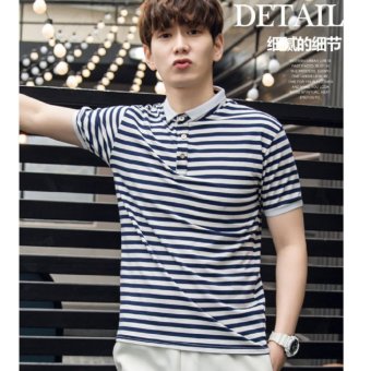Save เสื้อโปโล เสื้อแขนสั้นผู้ชาย ลายริ้ว (สีน้ำเงิน) รุ่น 1752 Save เสื้อโปโล เสื้อแขนสั้นผู้ชาย ลายริ้ว (สีน้ำเงิน) รุ่น 1752