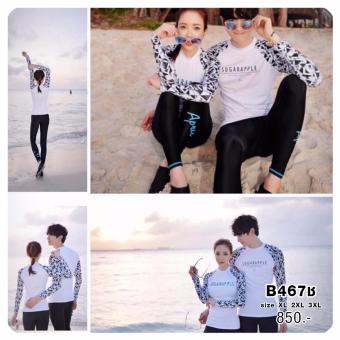 B467ช ชุดว่ายน้ำแขนยาว(ขาว) ไซร์XL-3XL กัน UV50% B467ช ชุดว่ายน้ำแขนยาว(ขาว) ไซร์XL-3XL กัน UV50%