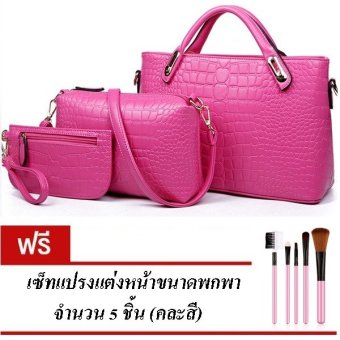 Richcoco SET กระเป๋าถือแฟชั่นเกาหลี + กระเป๋าสะพายข้างผู้หญิง + กระเป๋าสตางค์ใบเล็ก + เซ็ต 3 ใบ (สีชมพู) Richcoco SET กระเป๋าถือแฟชั่นเกาหลี + กระเป๋าสะพายข้างผู้หญิง + กระเป๋าสตางค์ใบเล็ก + เซ็ต 3 ใบ (สีชมพู)