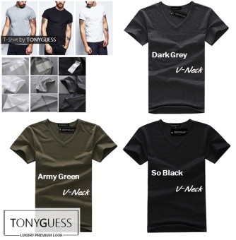 TONYGUESS T-Shirt + เซ็ตสุดคุ้ม 3 ตัว!! + Cotton+Spandex เสื้อยืดคลาสสิค สีดิบโคตรเท่ห์ (สีดำ+สีเทาเข้ม+สีเขียวทหาร คอวี) TONYGUESS T-Shirt + เซ็ตสุดคุ้ม 3 ตัว!! + Cotton+Spandex เสื้อยืดคลาสสิค สีดิบโคตรเท่ห์ (สีดำ+สีเทาเข้ม+สีเขียวทหาร คอวี)