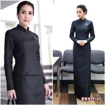 Dokpikul-ชุดไทยจิตรลดาแบบซิปหลัง จิตรดาสีดำ ราชปะแตนหญิง ไว้อาลัย สวยสง่าเรียบหรูเมื่อสวมใส่ - สีดำ Dokpikul-ชุดไทยจิตรลดาแบบซิปหลัง จิตรดาสีดำ ราชปะแตนหญิง ไว้อาลัย สวยสง่าเรียบหรูเมื่อสวมใส่ - สีดำ