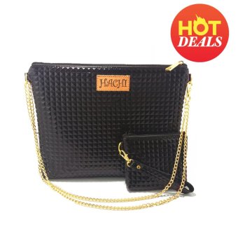 Duo shiny hand bag กระเป๋าถือ พร้อมกระเป๋าคู่ fashion (สีดำ) Duo shiny hand bag กระเป๋าถือ พร้อมกระเป๋าคู่ fashion (สีดำ)