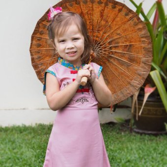 Princess of Asia ชุดเดรสเด็กผู้หญิง ชุดเดรสทรงจีน (สีชมพู) Princess of Asia ชุดเดรสเด็กผู้หญิง ชุดเดรสทรงจีน (สีชมพู)