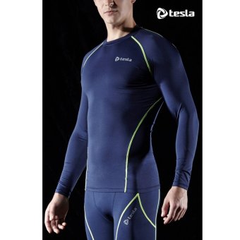 Tesla เสื้อเบสเลเยอร์รัดกล้ามเนื้อคอกลมแขนยาว สี Navy Blue Tesla เสื้อเบสเลเยอร์รัดกล้ามเนื้อคอกลมแขนยาว สี Navy Blue