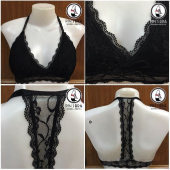 Pinbra บราลูกไม้สไตล์LaceBra คล้องคอหลังT Black_T-Lacebra Pinbra บราลูกไม้สไตล์LaceBra คล้องคอหลังT Black_T-Lacebra
