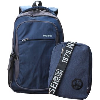 Peimm Modello Set Backpack & Shoulder Bag WH.กระเป๋าเป้สะพายหลัง กันน้ำ+กระเป๋าสะพายพาดลำตัว กระเป๋าคาดอก สไตส์เกาหลี (สีน้ำเงิน) Peimm Modello Set Backpack & Shoulder Bag WH.กระเป๋าเป้สะพายหลัง กันน้ำ+กระเป๋าสะพายพาดลำตัว กระเป๋าคาดอก สไตส์เกาหลี (สีน้ำเงิน)