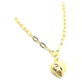 Tfine สร้อยคอลายโซ่ฝรั่งชุบทองแท้ห้อยจี้หัวใจตัดลายยาว18นิ้ว รุ่น NP134 - Gold Tfine สร้อยคอลายโซ่ฝรั่งชุบทองแท้ห้อยจี้หัวใจตัดลายยาว18นิ้ว รุ่น NP134 - Gold