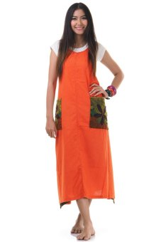 Princess of Asia ชุดเดรสยาวผูกเอว เดรสผ้าฝ้ายปะดอกไม้ (สีส้ม) Princess of Asia ชุดเดรสยาวผูกเอว เดรสผ้าฝ้ายปะดอกไม้ (สีส้ม)