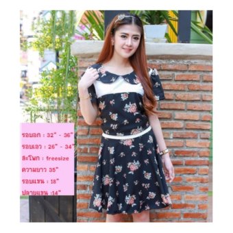 Pitchaya เดรสทำงานสีดำลายดอกไม้ di06 (สีดำ) Pitchaya เดรสทำงานสีดำลายดอกไม้ di06 (สีดำ)