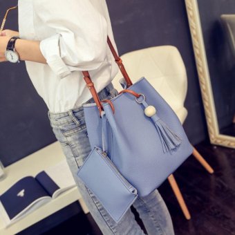 BB กระเป๋าสะพาย กระเป๋าสตางค์ เซตกระเป๋า 2 ใบ (สีฟ้า) รุ่น 8020