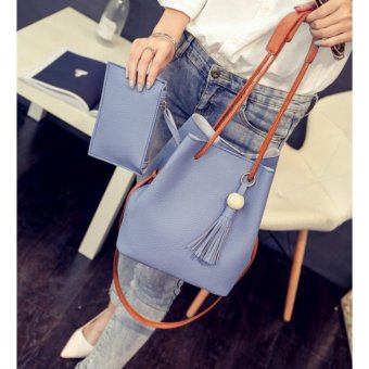 BB กระเป๋าสะพาย กระเป๋าสตางค์ เซตกระเป๋า 2 ใบ (สีฟ้า) รุ่น 8020
