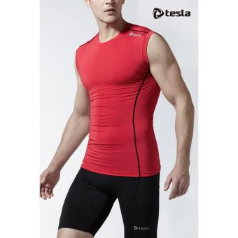 Tesla เสื้อเบสเลเยอร์รัดกล้ามเนื้อแขนกุด สีแดง Tesla เสื้อเบสเลเยอร์รัดกล้ามเนื้อแขนกุด สีแดง
