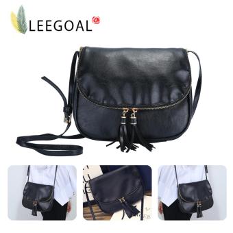 Leegoal ผู้หญิงกระเป๋าสะพายหนัง Pu มีพู่ห้อยกระเป๋าสะพาย สีดำ Leegoal ผู้หญิงกระเป๋าสะพายหนัง Pu มีพู่ห้อยกระเป๋าสะพาย สีดำ