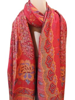 PASHMiNA ผ้าพันคอ ผ้าคลุมไหล่ ลายนกยุง รุ่น NO-50 (สีส้ม) PASHMiNA ผ้าพันคอ ผ้าคลุมไหล่ ลายนกยุง รุ่น NO-50 (สีส้ม)