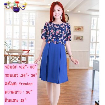 Pitchaya ชุดเดรสตัวเสื้อลายดอกไม้เอวเคิฟกระโปรงทวิส de269(สีน้ำเงิน) Pitchaya ชุดเดรสตัวเสื้อลายดอกไม้เอวเคิฟกระโปรงทวิส de269(สีน้ำเงิน)