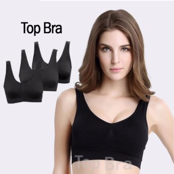 Top Bra ชุดชั้นในกระชับไร้รอยต่อ แพ็ค 3 ตัว สีดำ No.085 - Black Top Bra ชุดชั้นในกระชับไร้รอยต่อ แพ็ค 3 ตัว สีดำ No.085 - Black