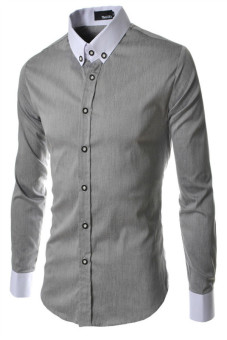Reverieuomo CS29 เดี่ยวกระดุมเสื้อเชิ้ตสีเทา Reverieuomo CS29 เดี่ยวกระดุมเสื้อเชิ้ตสีเทา
