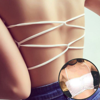 Miracle Bra เสื้อชั้นใน บราเกาะอก ลูกไม้ สายไขว้หลัง (สีขาว) - 1 ตัว Miracle Bra เสื้อชั้นใน บราเกาะอก ลูกไม้ สายไขว้หลัง (สีขาว) - 1 ตัว