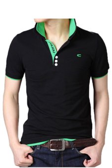 Huaway แฟชั่นผู้ชายแขนสั้นเสื้อโปโลปักซี (สีเขียว) Huaway แฟชั่นผู้ชายแขนสั้นเสื้อโปโลปักซี (สีเขียว)
