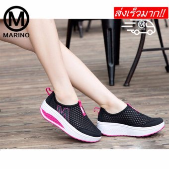 Marino รองเท้าผ้าใบ รองเท้าเพิ่มความสูงสำหรับผู้หญิง No.A010 - Black Pink Marino รองเท้าผ้าใบ รองเท้าเพิ่มความสูงสำหรับผู้หญิง No.A010 - Black Pink