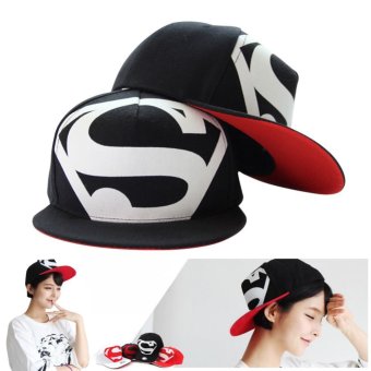แฟชั่นผู้ชายเพศ Snapback 2559 ปรับได้ใส่หมวกหมวกเบสบอล Superman ฮิปฮอป-สีดำ แฟชั่นผู้ชายเพศ Snapback 2559 ปรับได้ใส่หมวกหมวกเบสบอล Superman ฮิปฮอป-สีดำ
