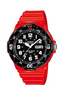 Casio Standard นาฬิกาข้อมือผู้ชาย สีแดง สายเรซิ่น รุ่น MRW-200HC-4B Casio Standard นาฬิกาข้อมือผู้ชาย สีแดง สายเรซิ่น รุ่น MRW-200HC-4B