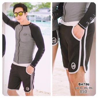 B479ช ชุดว่ายน้ำแขนยาว (สีเทา/ดำ) ไซร์ XL-3XL กัน UV 50% B479ช ชุดว่ายน้ำแขนยาว (สีเทา/ดำ) ไซร์ XL-3XL กัน UV 50%