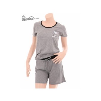 Asobo ชุดนอนเสื้อคอกลมหลังไขว้-กางเกงขาสั้น (สีเทา) Asobo ชุดนอนเสื้อคอกลมหลังไขว้-กางเกงขาสั้น (สีเทา)