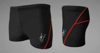 Spandex กางเกงว่ายน้ำขาสั้น SW001 (สีดำ/ตะเข็บแดง) Spandex กางเกงว่ายน้ำขาสั้น SW001 (สีดำ/ตะเข็บแดง)