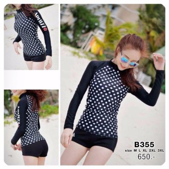B355 ชุดว่ายน้ำแขนยาว (สีดำ) ไซร์ M-3XL กัน UV 50% B355 ชุดว่ายน้ำแขนยาว (สีดำ) ไซร์ M-3XL กัน UV 50%
