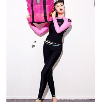 Dolly ชุดว่ายน้ำพรีเมียม (เสื้อแขนยาว+กางเกงขายาว+กางเกงชั้นใน) (สีดำ-ชมพู) รุ่น 819 Dolly ชุดว่ายน้ำพรีเมียม (เสื้อแขนยาว+กางเกงขายาว+กางเกงชั้นใน) (สีดำ-ชมพู) รุ่น 819