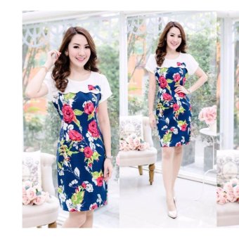 Pitchaya ชุดเดรสลายกุหลาบเคิฟอกติดโบว์ k32 (สีน้ำเงิน) Pitchaya ชุดเดรสลายกุหลาบเคิฟอกติดโบว์ k32 (สีน้ำเงิน)