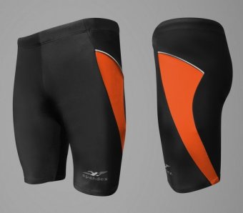 Spandex กางเกงว่ายน้ำขาสามส่วน SW002 (สีดำ/แถบส้ม) Spandex กางเกงว่ายน้ำขาสามส่วน SW002 (สีดำ/แถบส้ม)