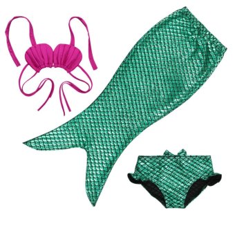 Mermaid Swiming Children Bikini Set ชุดนางเงือก เซ็ท 3 ชิ้น รุ่น Pink-Green (สีชมพู-เขียว)