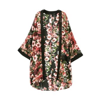 ผู้หญิงแนวหน้าแฟชั่นเสื้อตัวนอกยาวพิมพ์ลายค้างคาวเปิดแขนเสื้อสเวตเตอร์ถักหลวม ๆ วินเทจเสื้อนอกสีดำ ผู้หญิงแนวหน้าแฟชั่นเสื้อตัวนอกยาวพิมพ์ลายค้างคาวเปิดแขนเสื้อสเวตเตอร์ถักหลวม ๆ วินเทจเสื้อนอกสีดำ