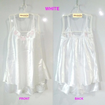 Phasarin ชุดนอนผ้าซาติน เสื้อสายเดี่ยว+กางเกงขาสั้น / สีขาว Phasarin ชุดนอนผ้าซาติน เสื้อสายเดี่ยว+กางเกงขาสั้น / สีขาว