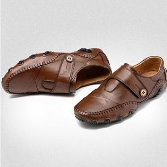 แฟชั่นชายหญ้าคา Loafers รองเท้าลำลองรองเท้าพื้นราบลื่นหนังแท้ (สีน้ำตาล) แฟชั่นชายหญ้าคา Loafers รองเท้าลำลองรองเท้าพื้นราบลื่นหนังแท้ (สีน้ำตาล)