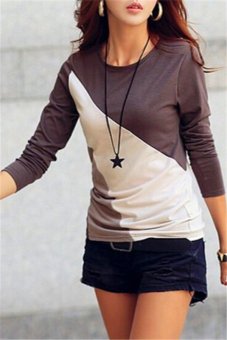 แฟชั่นเกาหลีสาว Hotyv สวมเสื้อเชิ้ตแขนยาวสีเข้มเสื้อยืด HTS051 กากี แฟชั่นเกาหลีสาว Hotyv สวมเสื้อเชิ้ตแขนยาวสีเข้มเสื้อยืด HTS051 กากี