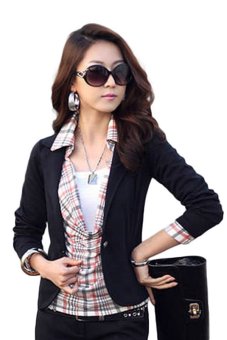 2558 Fancyqube ทันสมัยเพรียวสง่างามสตรีคอเสื้อแขนเสื้อยาวคลุมปุ่มหนึ่งหญิงเสื้อนอกเบลเซอร์สูทแจ็คเก็ตสั้นสตรีสีดำ 2558 Fancyqube ทันสมัยเพรียวสง่างามสตรีคอเสื้อแขนเสื้อยาวคลุมปุ่มหนึ่งหญิงเสื้อนอกเบลเซอร์สูทแจ็คเก็ตสั้นสตรีสีดำ