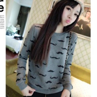 Dolly เสื้อแขนยาว เสื้อกันหนาวแฟชั่น ลายหนวด (สีเทา) รุ่น351