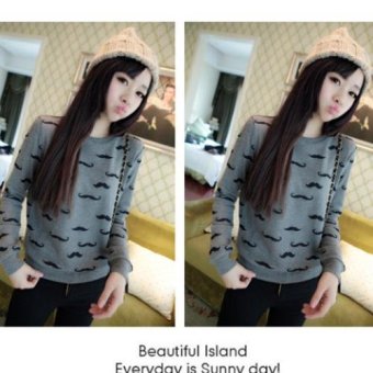 Dolly เสื้อแขนยาว เสื้อกันหนาวแฟชั่น ลายหนวด (สีเทา) รุ่น351