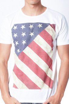 5th Avenue เสื้อยืดคอกลม Usa Flag Front Print (White) 5th Avenue เสื้อยืดคอกลม Usa Flag Front Print (White)