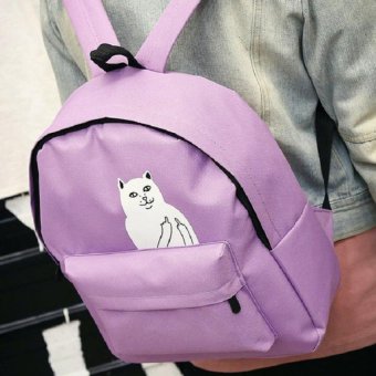 ฺBag DD กระเป๋าเป้สะพายหลังแฟชั่น สกรีนลายแมว รุ่น019 (สีม่วง) ฺBag DD กระเป๋าเป้สะพายหลังแฟชั่น สกรีนลายแมว รุ่น019 (สีม่วง)
