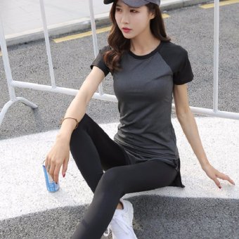 Dolly ชุดออกกำลังกาย ชุดวิ่ง 2ชิ้น เสื้อแขนสั้น(792) + กางเกงขายาว(9004) สีเทา Dolly ชุดออกกำลังกาย ชุดวิ่ง 2ชิ้น เสื้อแขนสั้น(792) + กางเกงขายาว(9004) สีเทา