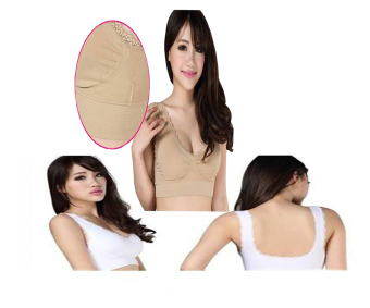 PBx - Seamless Sport Bra with Lace Set - เซตสปอร์ตบราสวมสบายขอบลูกไม้ 2 ตัว (ขาว เนื้อ) PBx - Seamless Sport Bra with Lace Set - เซตสปอร์ตบราสวมสบายขอบลูกไม้ 2 ตัว (ขาว เนื้อ)