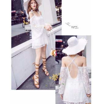 Daisy Risa027 ชุดมินิเดรส สายเดี่ยว ผ้าลูกไม้เกาหลี (สีขาว) Daisy Risa027 ชุดมินิเดรส สายเดี่ยว ผ้าลูกไม้เกาหลี (สีขาว)