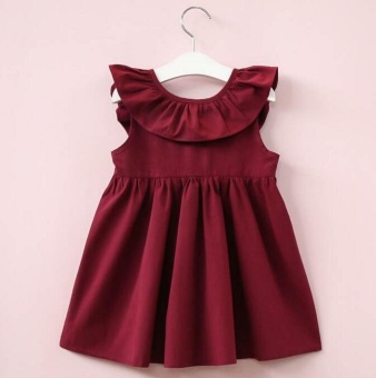 ขาย Leyi A Baby Bow Ruffle Back Skirt Dress Red - intl