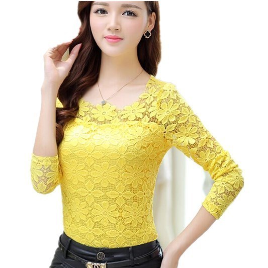 ดูภาพ นิวแฟชั่นลูกไม้ถักเสื้อสตรีแขนยาวเสื้อลูกไม้ไซส์พิเศษ M-5XL สีเหลือง เพิ่มเติม นิวแฟชั่นลูกไม้ถักเสื้อสตรีแขนยาวเสื้อลูกไม้ไซส์พิเศษ M-5XL สีเหลือง