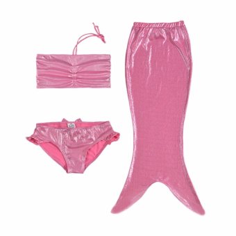 ขาย Mermaid Tail Swimming Suit Children 's Swimwear Girls' Swimwear Set of Three - Pink - intl